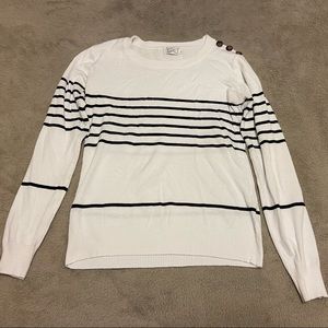 Striped Black and White Sweater (XL) Cielo with accent buttons